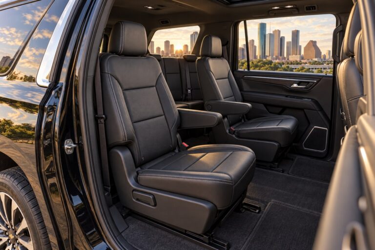 Black Suburban - passenger seating (illustrative image)